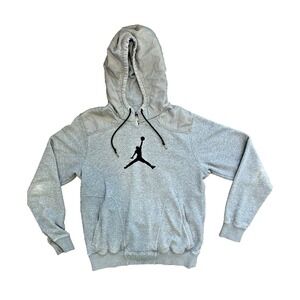 Air Jordan Nike Hoodie‎ Sz M Gray Logo Pullover Cotton Blend Worn Super Soft